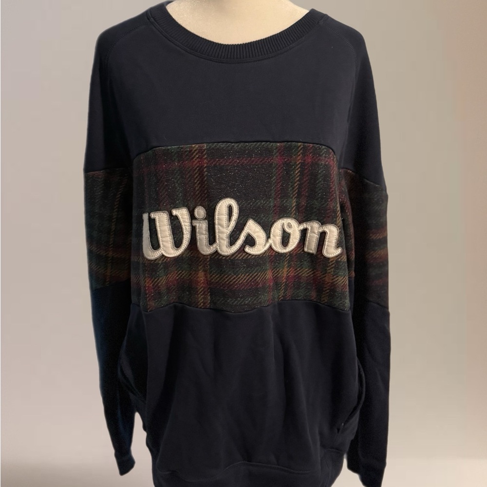 Wilson Men's Black and Plaid Crewneck Sweater
